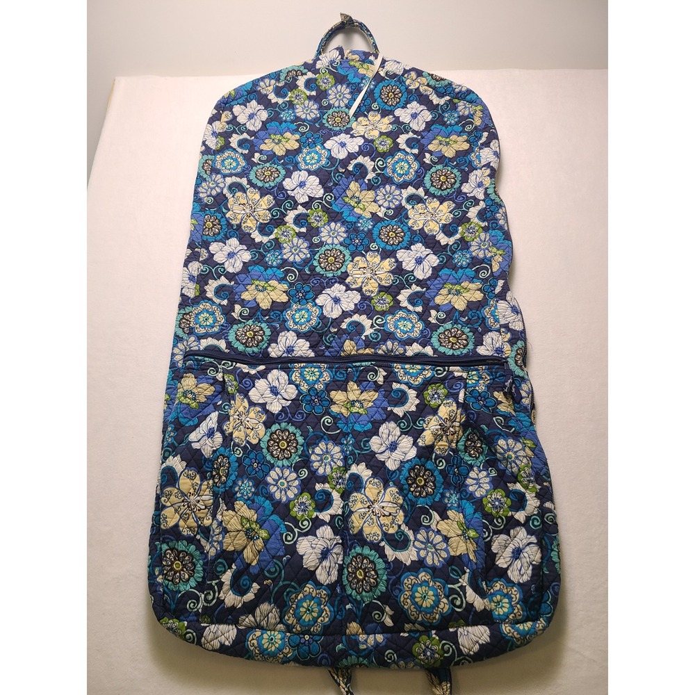Vera Bradley Large Garment Bag Travel Floral Blue Quilted Cotton Suit Cover